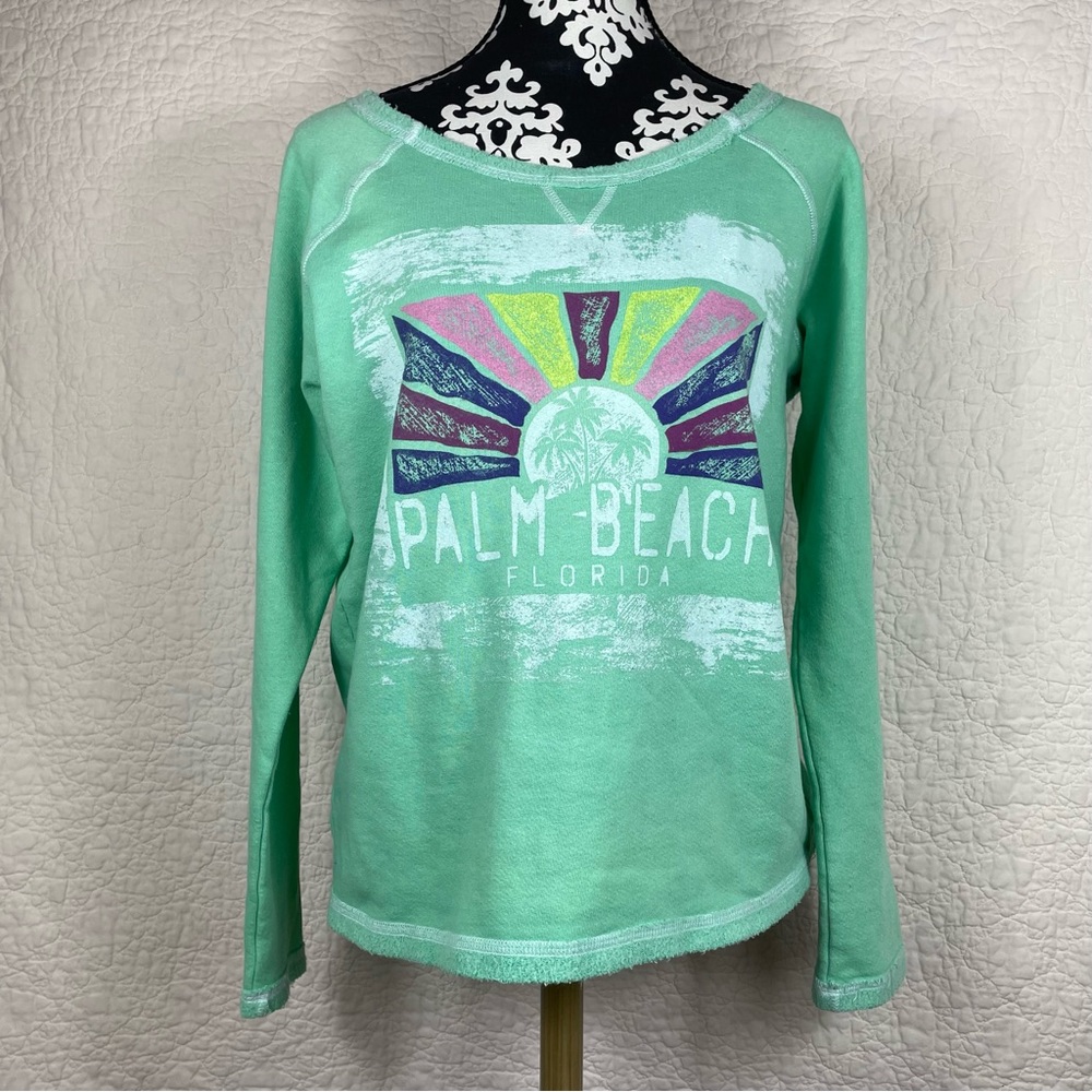💖5/$25 Palm Beach Florida Sweater Techstyles Green Pullover Sweater Size L